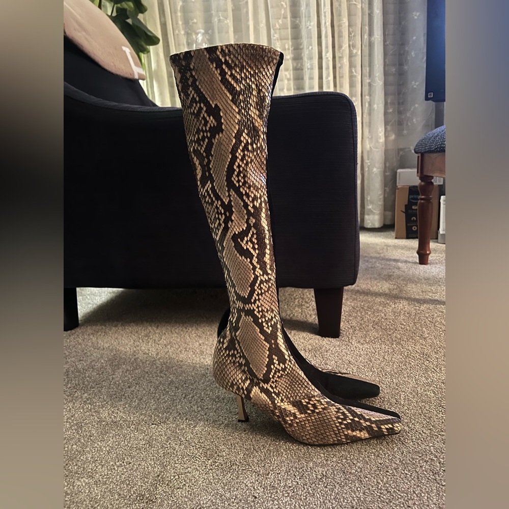 Celine Suede/Python Heel Boots - Picture 2 of 8